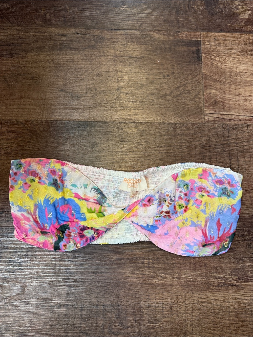 Rococo Sand Floral Bandeau Top in Pink, Yellow, Blue